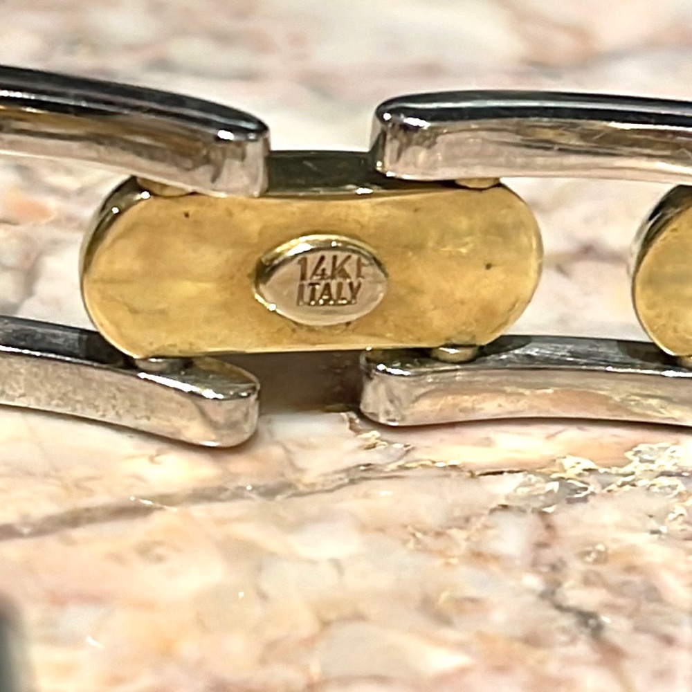 14k -2- Toned Heavy Link Bracelet - Picture 4 of 11